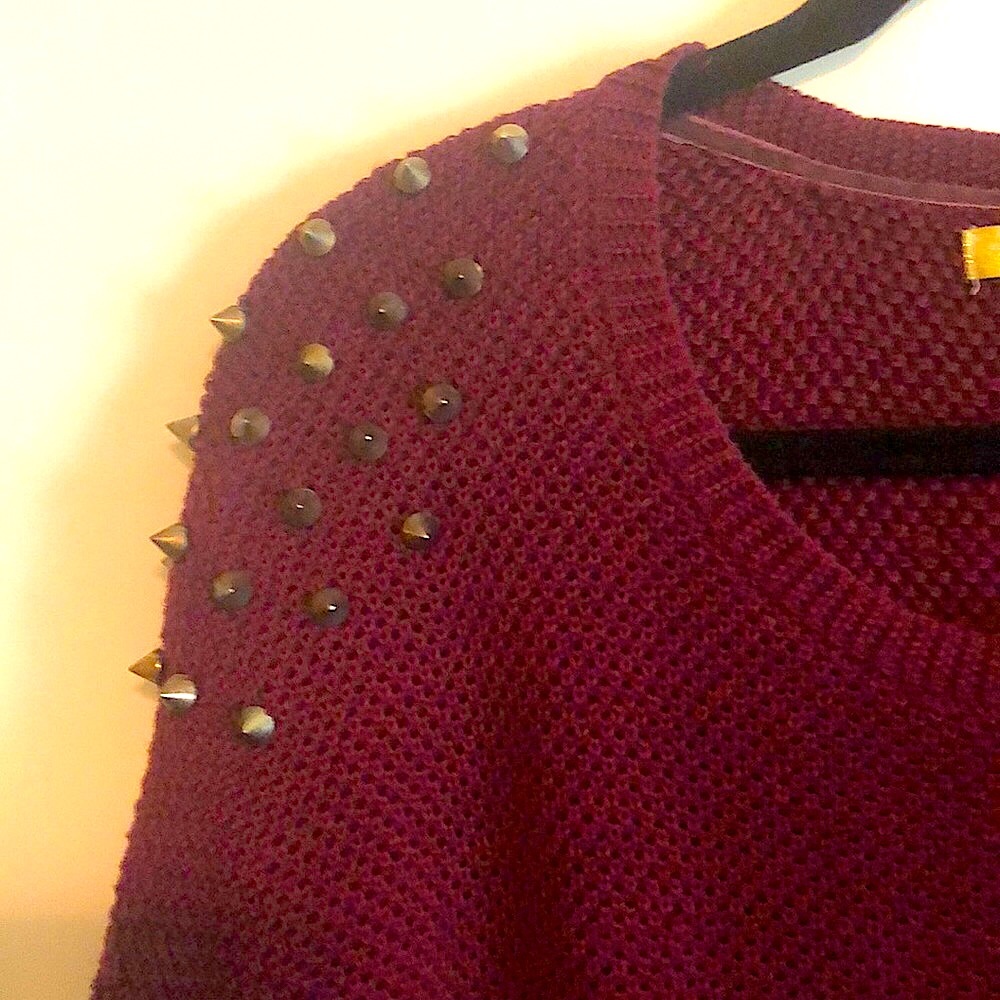 Deep Maroon Sweater w/ Gold Spike Hardware
